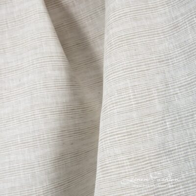 Brownish grey striped linen fabric.
