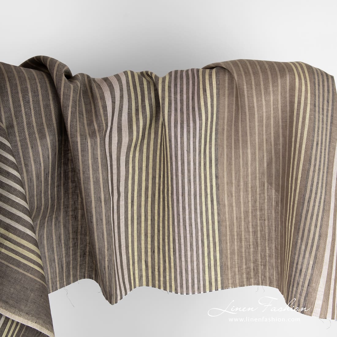 Linen fabric with colorful stripes