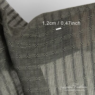 Grey linen fabric in checks