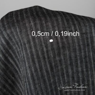Black striped 100% linen fabric.