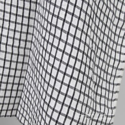Linen fabric in black and white checks washed 7 Linen fabric in checks, washed