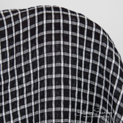 Black linen fabric in white checks washed 7 Black linen fabric in white checks, high quality