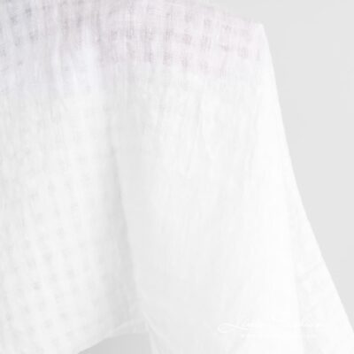 White linen fabric in transparent checks washed 6 White linen fabric in transparent checks