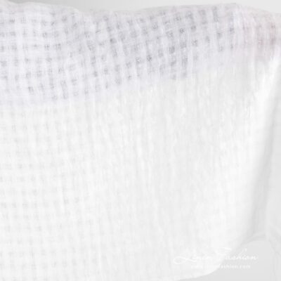 White linen fabric in transparent checks washed 7 White linen fabric, 145cm width