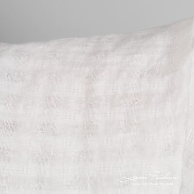 Off-white linen fabric in openweave checks