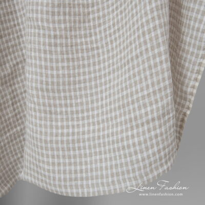 beige checks transparent linen, for curtains.