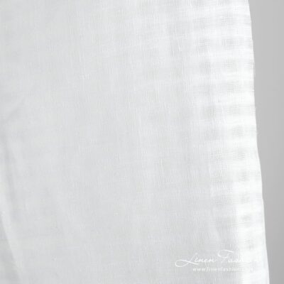 White linen fabric in open weave checks 6 White linen fabric in openweave checks