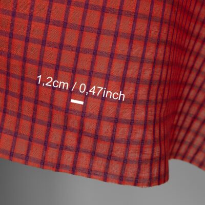 Linen fabric red and violet transparent checks 8 Linen fabric red and violet transparent checks, with measurements