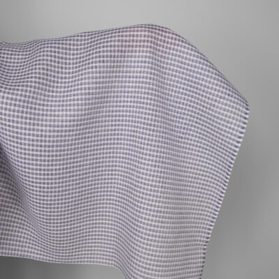 Linen fabric white and violet transparent checks 5 Linen fabric white and violet transparent checks