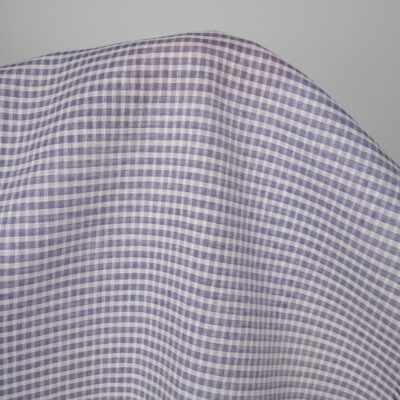 Linen fabric white and violet transparent checks 6 Linen fabric white and violet transparent checks, 100% linen