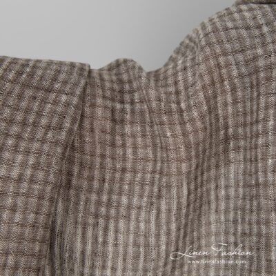 Checked linen fabric, washed.