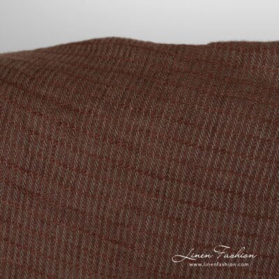 Washed striped twill linen fabric in brown 6 Striped linen fabric in brown color, washed fabric