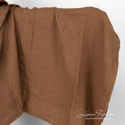 Washed striped linen fabric brown 5 Striped linen fabric