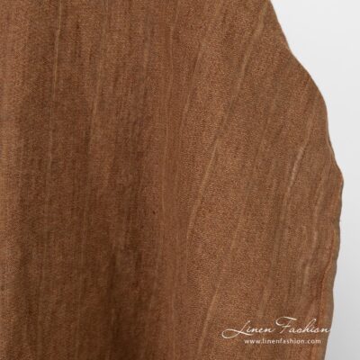Washed striped linen fabric brown 7 Striped linen fabric in brown color, washed