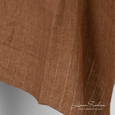 Washed striped linen fabric brown 8 Striped linen fabric in brown color, high quality