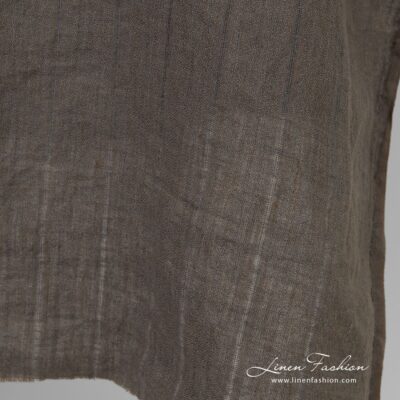 Washed striped greyish brown linen fabric 8 Striped greyish brown linen fabric, origin Lithuania
