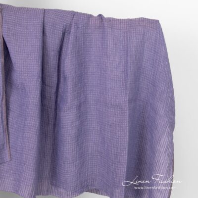 Washed violet open weave checked linen fabric 5 Violet openweave linen fabric