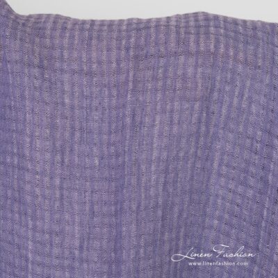 Washed violet open weave checked linen fabric 6 Violet openweave linen fabric in checks