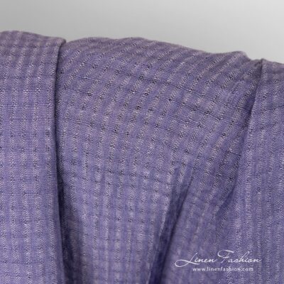 Washed violet open weave checked linen fabric 8 Violet openweave linen fabric in transparent checks, washed fabric