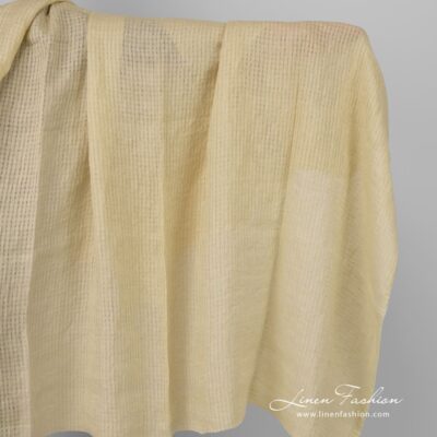 Washed yellow open weave checked linen fabric 5 Yellow openweave linen fabric