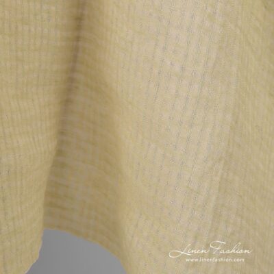 Washed yellow open weave checked linen fabric 8 Checked yellow linen fabric