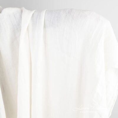 Off-white linen fabric with delicate stripes washed 5 Off-white linen fabric