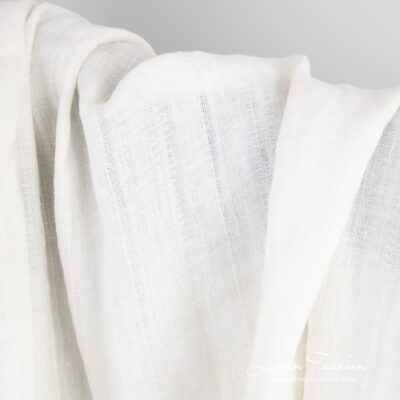 Off-white linen fabric with delicate stripes washed 6 Off-white linen fabric with delicate stripes