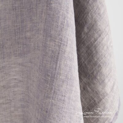 Linen fabric in brown and violet melange washed 9 Linen fabric with vertical stripes and melange colors