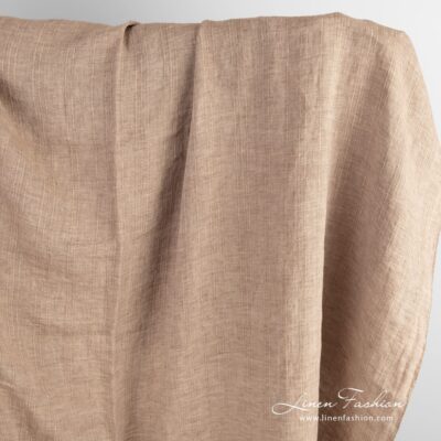 Brown linen fabric in melange washed 5 Brown linen fabric in melange