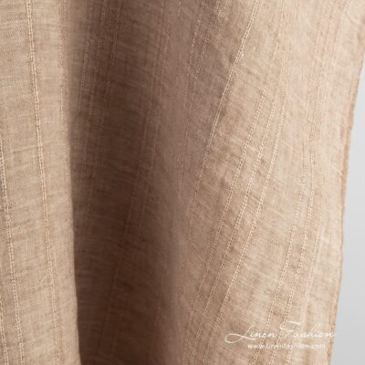 Brown linen fabric in melange washed 8 Brown 100% linen fabric, specially washed