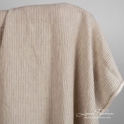 Linen fabric in light cocoa colour with stripes washed 6 Linen fabric in light cocoa color, specially washed to increase softness