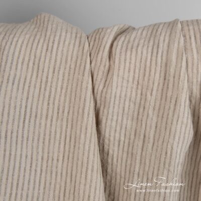 Linen fabric in light cocoa colour with stripes washed 8 Linen fabric in light cocoa color, perfect for clothes and home textile
