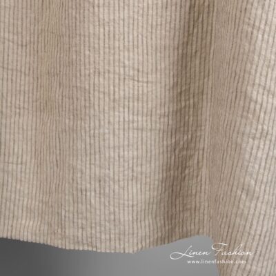 Linen fabric in light cocoa colour with stripes washed 7 Linen fabric in light cocoa color, with vertical stripes
