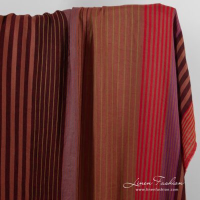 Linen fabric in red stripes washed 7 Linen fabric in red stripes, washed