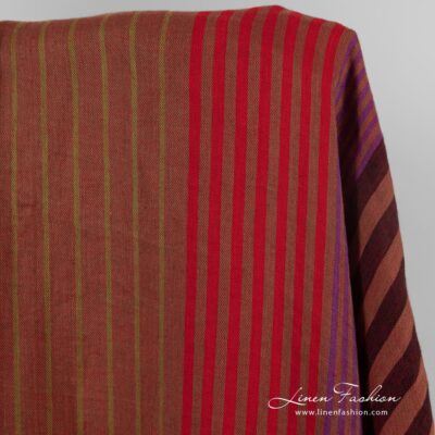Linen fabric in red stripes washed 8 Linen fabric in red stripes, washed, perfect for clothes and home textile