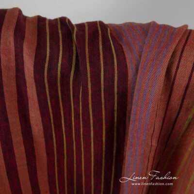 Linen fabric in red stripes washed 10 Linen fabric in red stripes, specially washed to increase softness