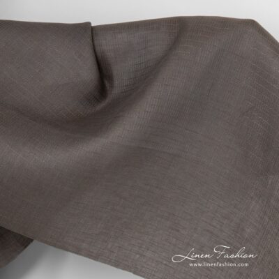 Grey brown linen fabric in herringbone pattern 5 Grey brown linen fabric in herringbone pattern.