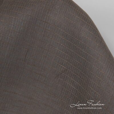 Grey brown linen fabric in herringbone pattern 7 100% linen fabric in grey brown colour.