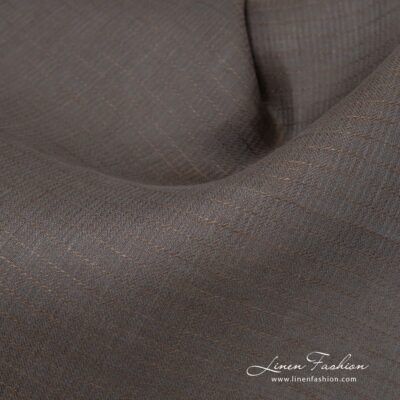 Grey brown linen fabric in herringbone pattern 8 Herringbone grey brown linen fabric.