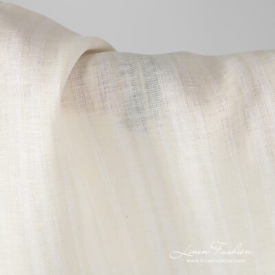 Striped linen fabric in ecru color.