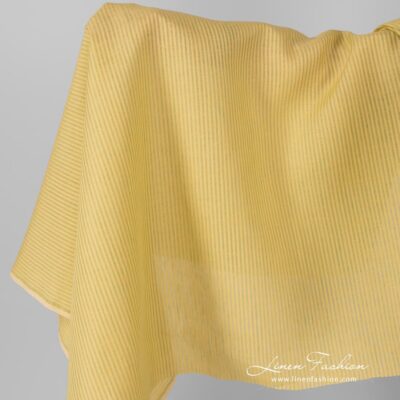 Linen fabric in yellow and light green stripes.