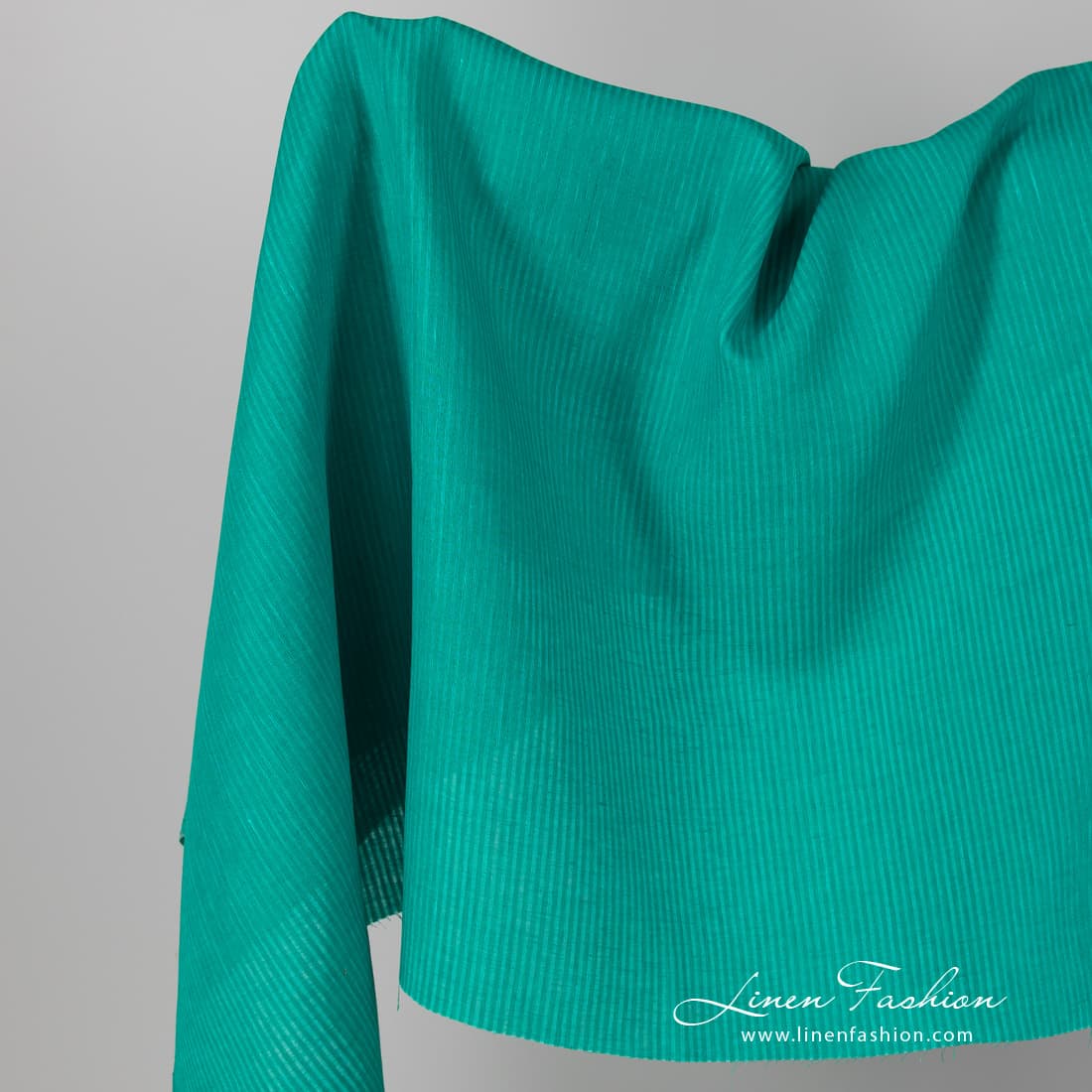 Linen fabric green striped.