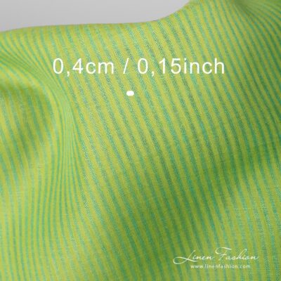 100% linen fabric in apple green, striped.