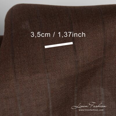 Brown linen fabric in openweave stripes 8 Brown linen fabric with stripes