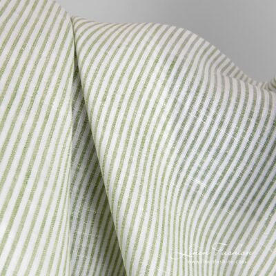 Linen fabric in lime green stripes