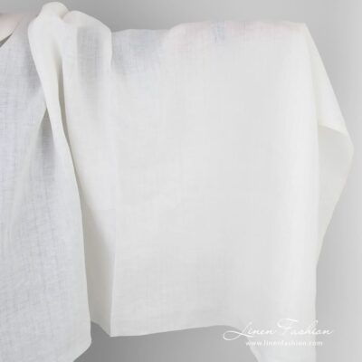 White linen fabric in delicate vertical stripes 5 White linen fabric in vertical stripes