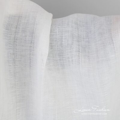 White linen fabric in delicate vertical stripes 7 Off-white linen fabric in delicate vertical stripes