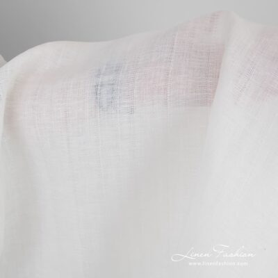 White linen fabric in delicate vertical stripes 6 White linen fabric in vertical stripes for clothes and home textile