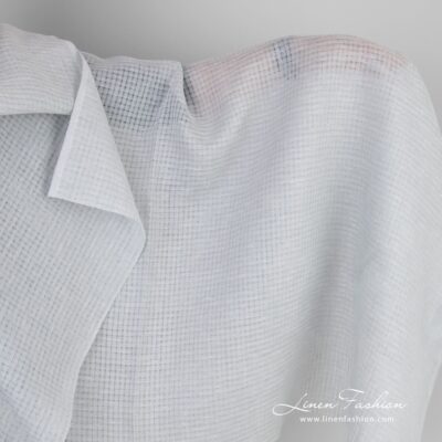 Bluish grey linen fabric in transparent checks 6 Bluish grey linen fabric in transparent checks