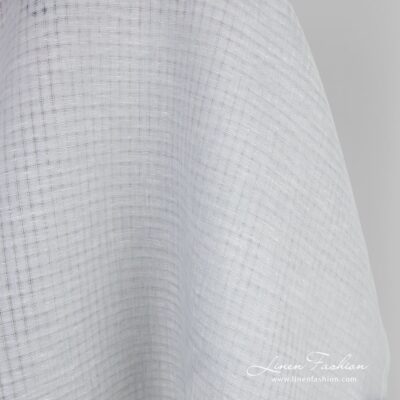 Bluish grey linen fabric in transparent checks 7 Bluish grey 100% linen fabric in transparent checks